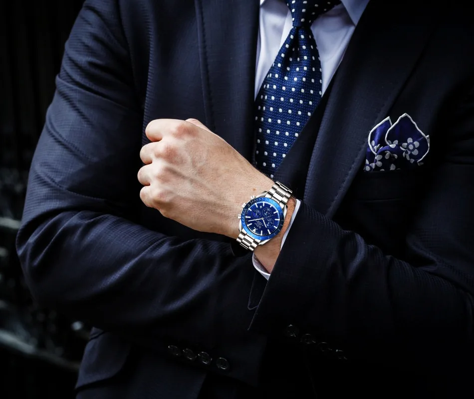 Biden Blue Water Ghost men's wristwatch stainless steel strap top brand luxury fashion casual multi-functional men's watch