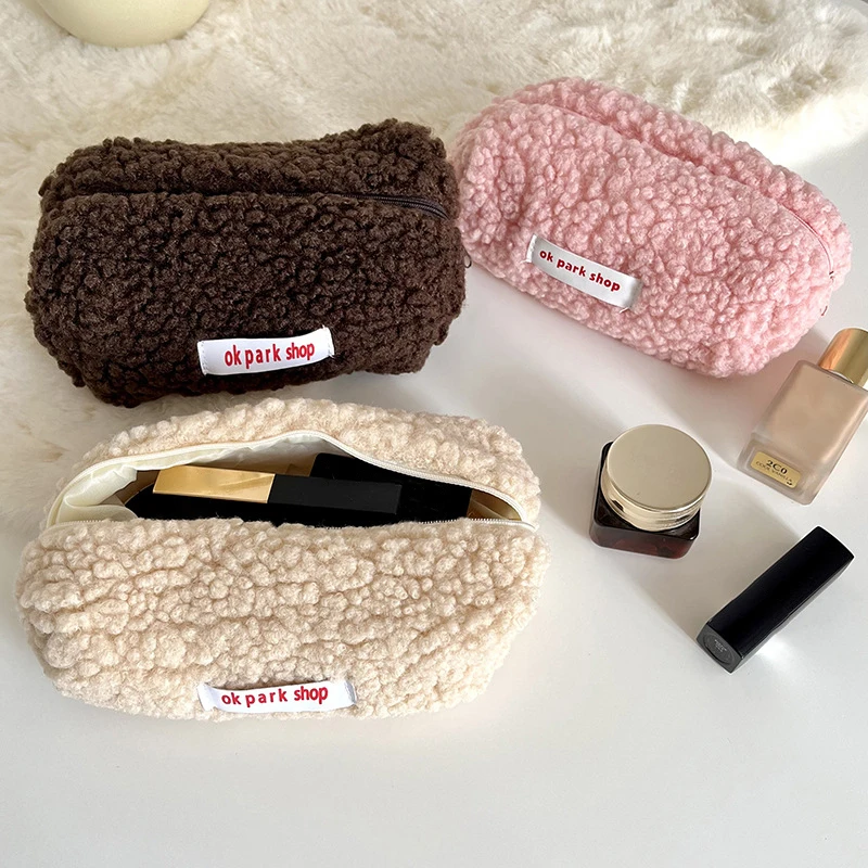 Cashmere Cosmetic Bag Zipper Bag Makeup Storage Bag Travel Cosmetic Bag Cute School Office Supplies Large Capacity Bag 2