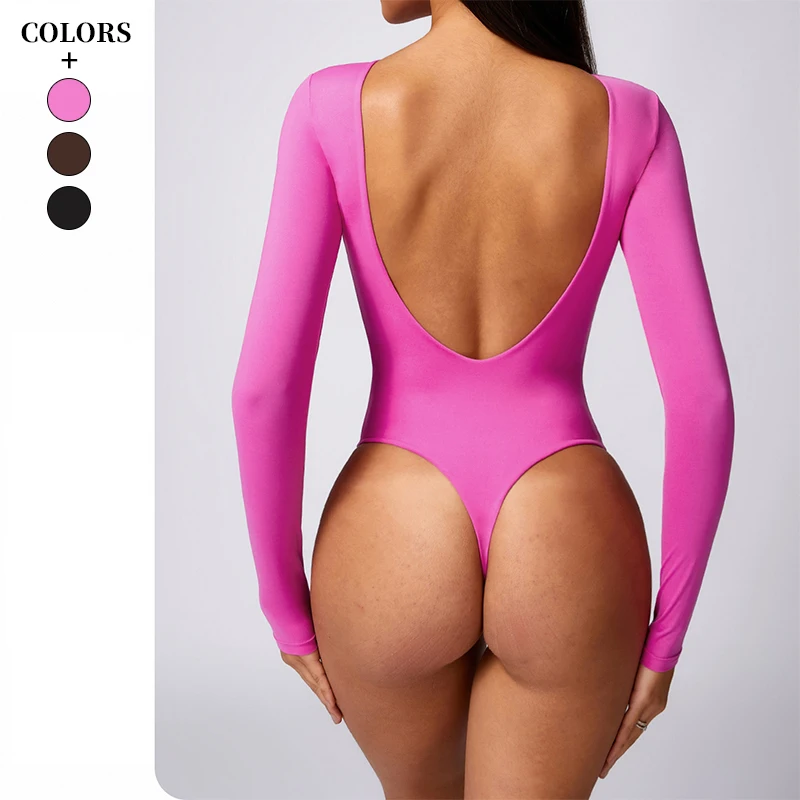 

2024 New Design Women Yoga Sexy Bottoming body shaping triangle jumpsuit corset slimming long sleeve Yoga one pieces Bodysuit