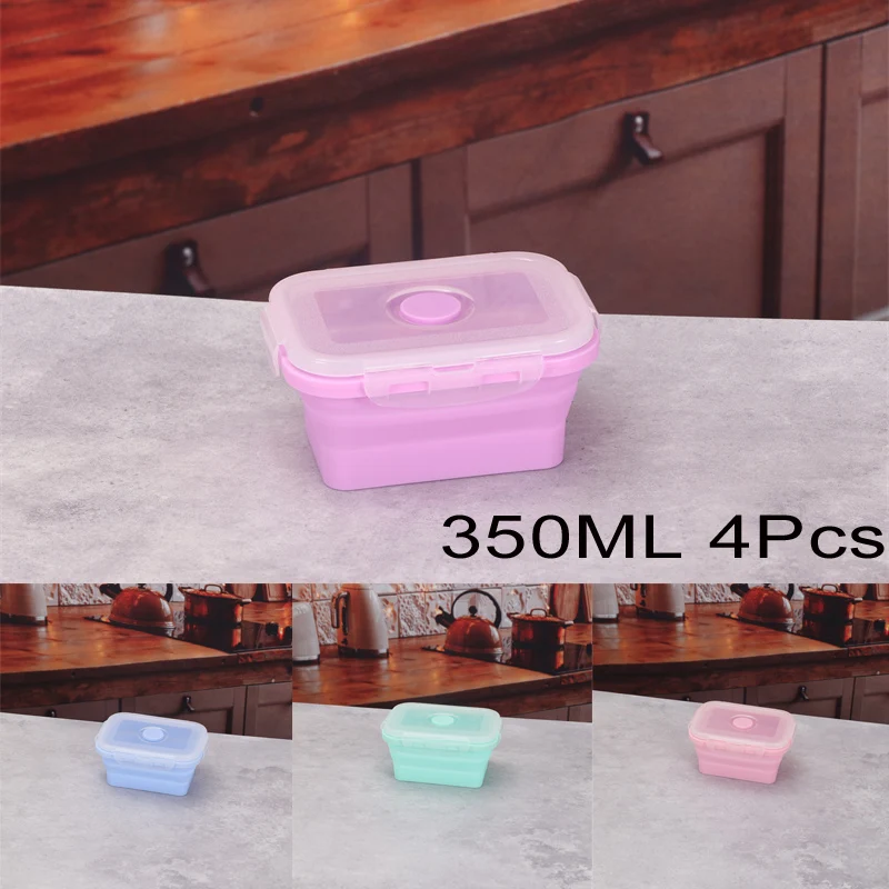 4Pcs Clear Rectangular Disposable Plastic Food Container Lunch Boxes