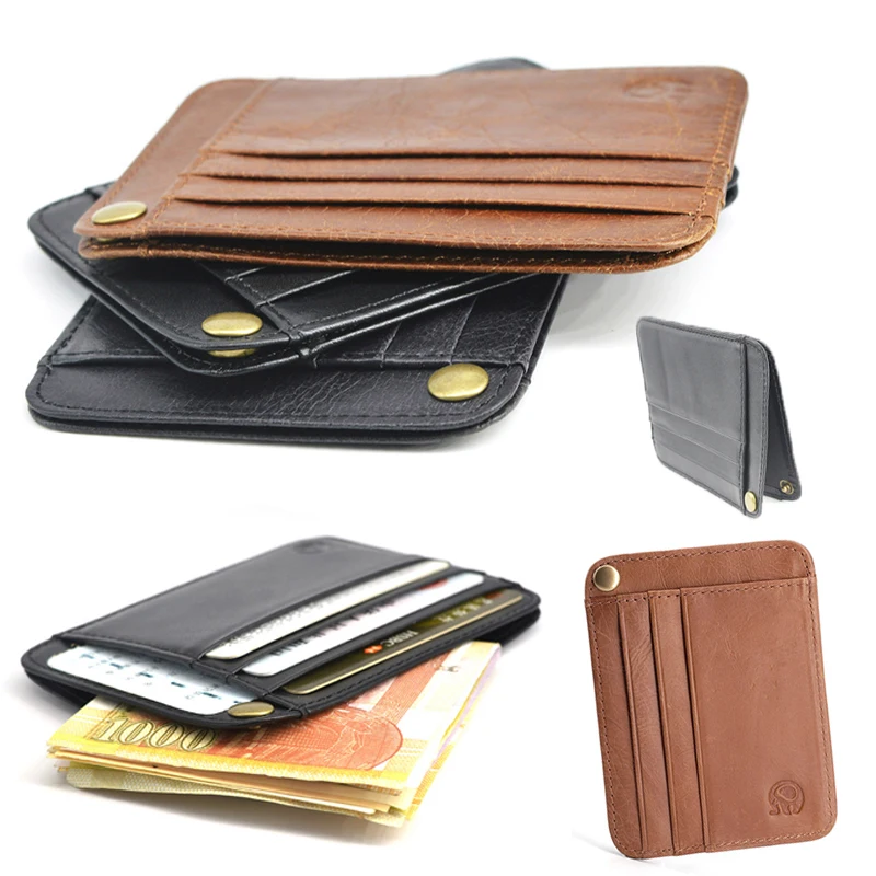 

Retro Card Holder First Layer Cowhide Leather Card Case Credit Card Organizer Small Wallet With Interlayer Driver License Cover