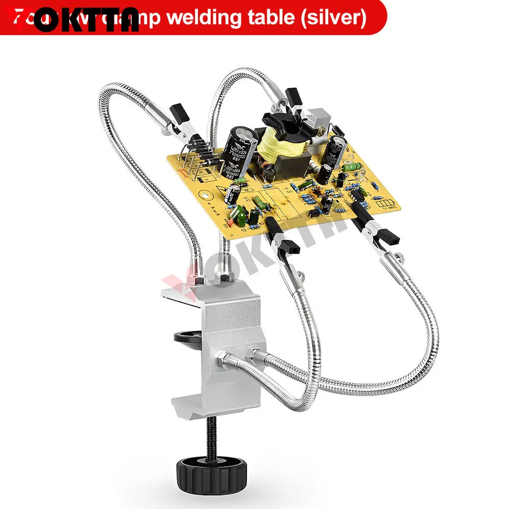 

PCB Circuit Board Holder Helping Hands Soldering Third Hand Flexible Arms with Non-Slip Desk Clamp Base for Boards Repair