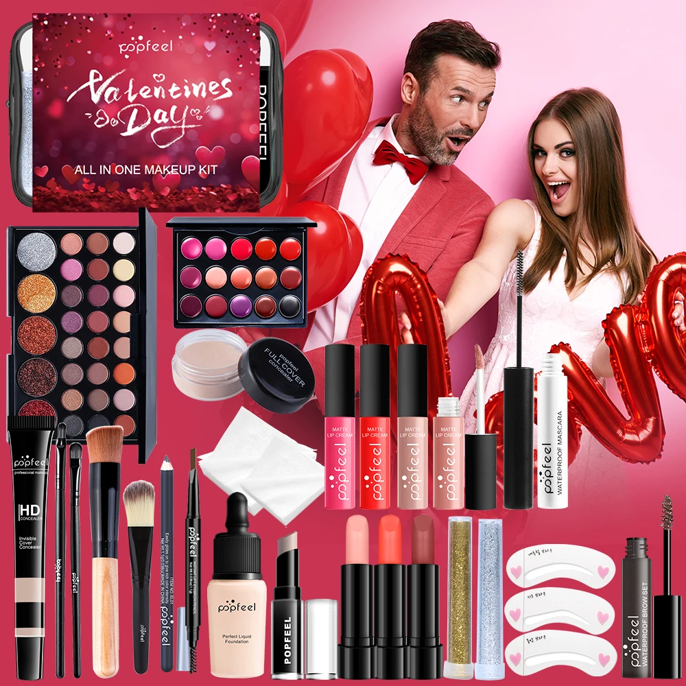 POPFEEL Face Makeup Kit, Full Makeup Set, Valentine's Day Gift for Girl Woman
