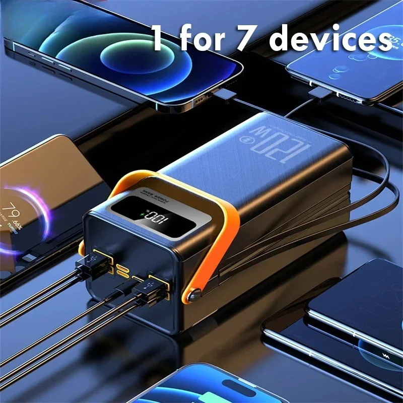Caricatore portatile di grande capacità da 60000 mAh Il display digitale PowerBank super veloce da 120 W supporta 7 dispositivi per caricare lo stesso tempo - immagine 4