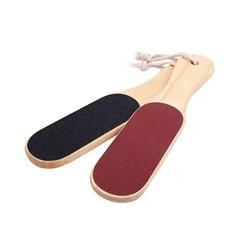 Doppi lati Lima per piedi Raspa Strumenti per pedicure Piedi Pelle morta Rimozione calli Manico in legno Scrubber per piedi Carta vetrata Cura del piede 1