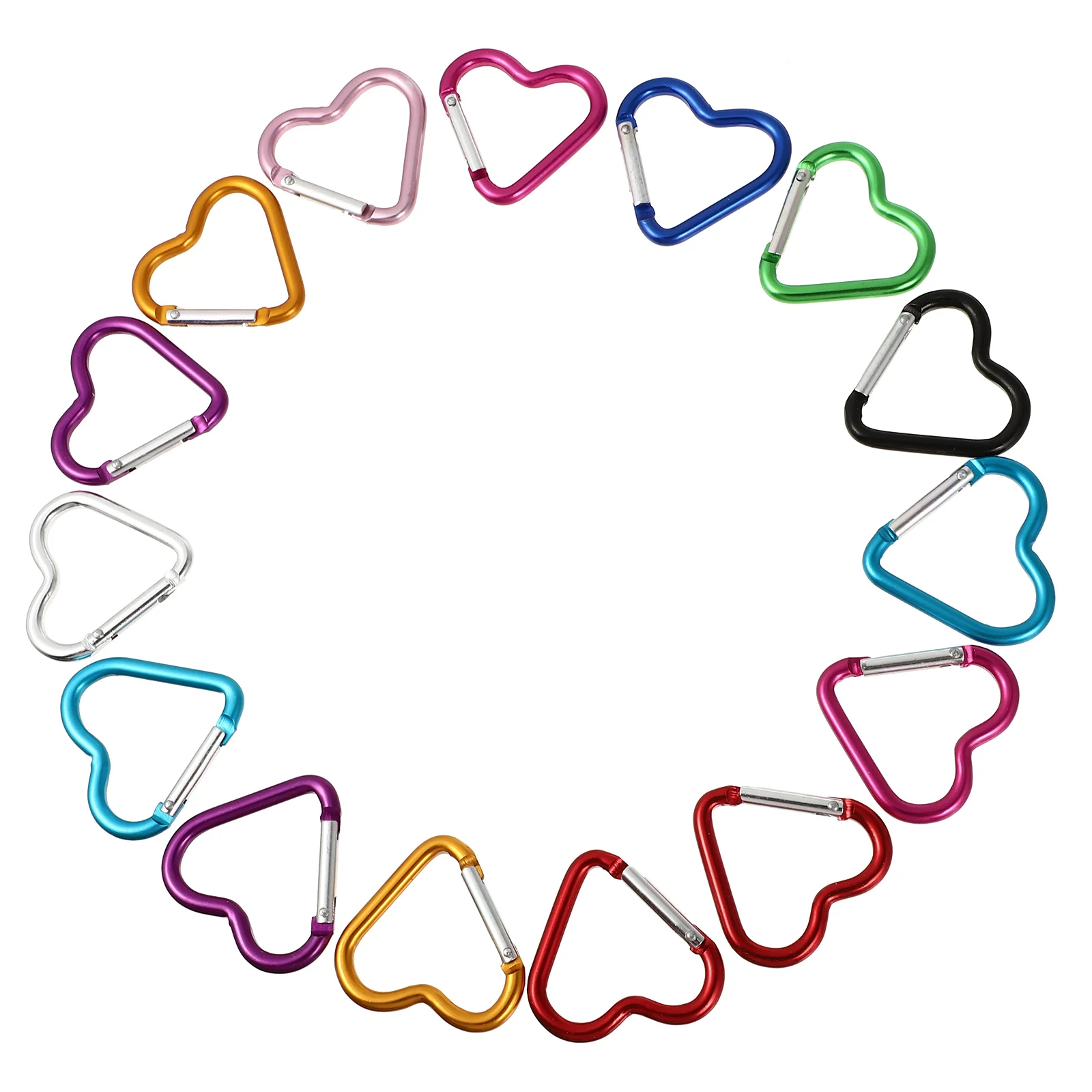 

15 Pcs Heart Shaped Carabiner Shapes Key Ring Clip Versatilen Hook Aluminum Alloy