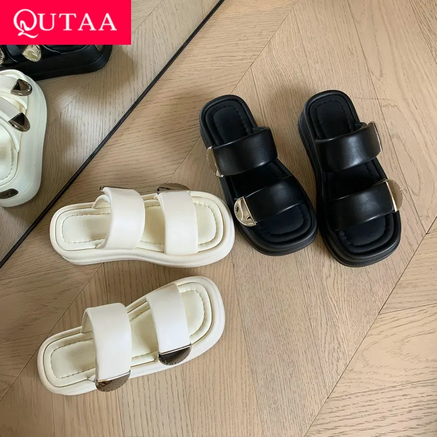 

QUTAA 2024 Women Sandals Fashion Round Toe Platforms Slippers Spring Summer Party Office Lady Shoes Woman Sandals Size 35-40