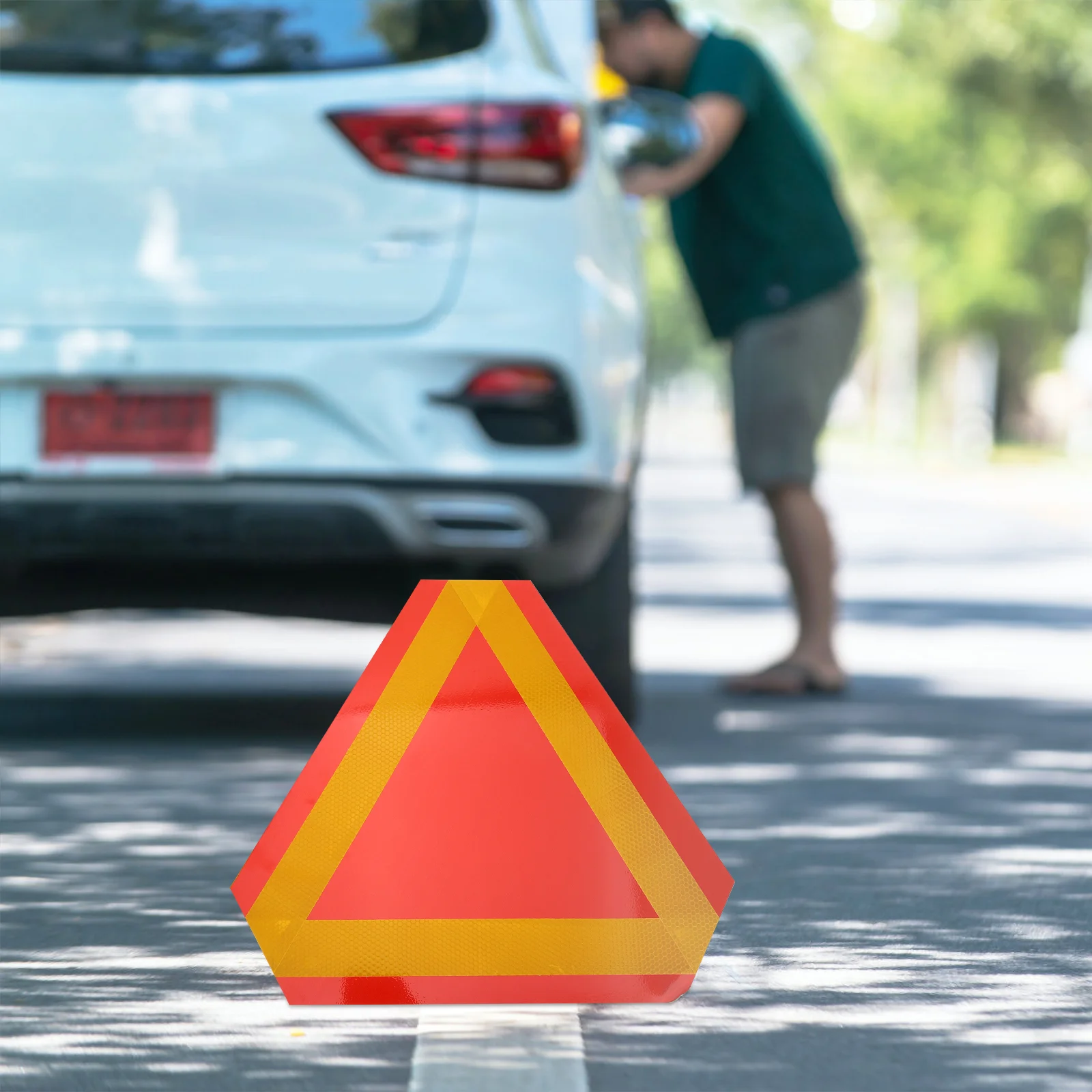 2Pcs Triangle Reflectors Slow Moving Vehicle Triangle Warning Sign Traffic Signal Roadway Safety Aluminum Signs Car Reflector