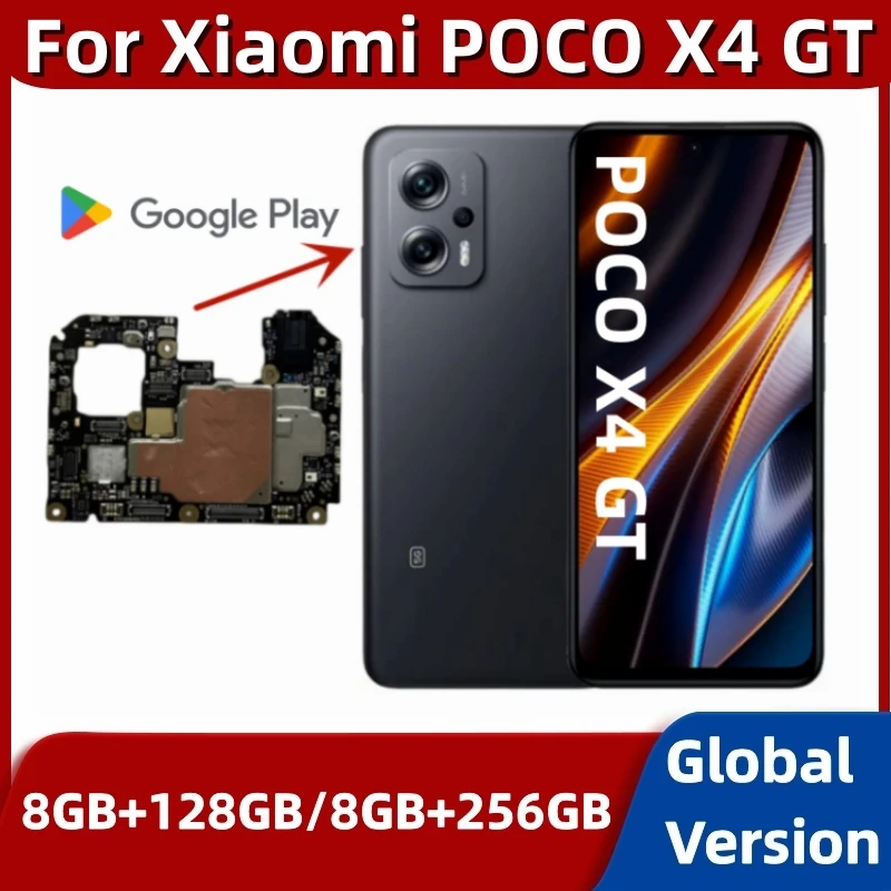 Motherboard for Xiaomi POCO X4 GT, Unlocked Mainboard PCB Module, 128GB, 256GB, Global Version, with Google Playstore Installed