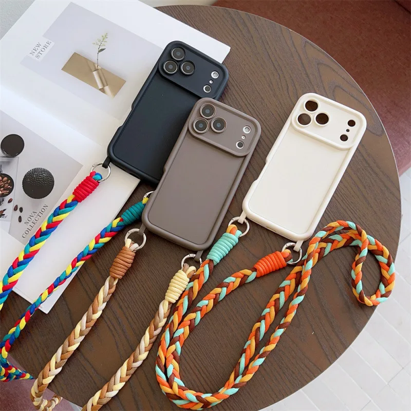 Crossbody Lanyard Phone Case with TPU Soft Silicone Cover and Cord Rope Necklace Strap