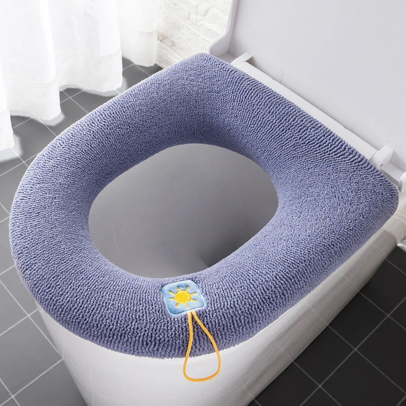 Winter Warm Toilet Seat Cover Mat Bathroom Toilet Pad Cushion with Handle Thicker Soft Washable Closestool Warmer Accessories toilet seat cover,toilet seat cushion