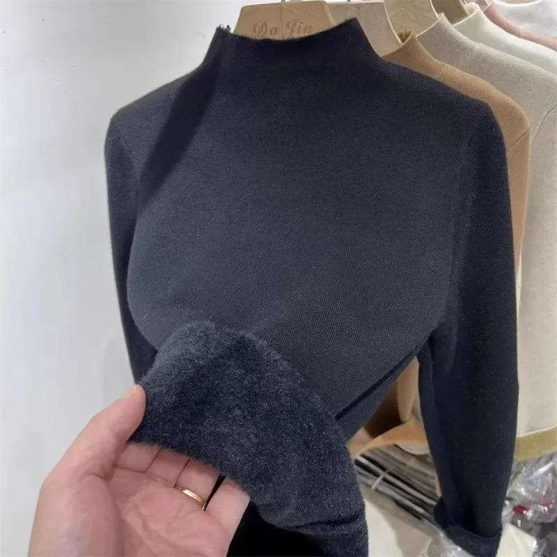 Autumn and Winter New Fashion Women's Long-sleeved Sweater Semi-turtleneck Slim-fit Casual Bottoming Shirt Knitwear Top