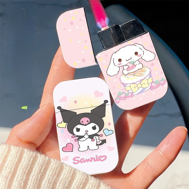 Sanrio family kawaii Hello Kitty cute Kulomi gas lighter cartoon  Cinnamoroll creative pink flame ins high value for boyfriend