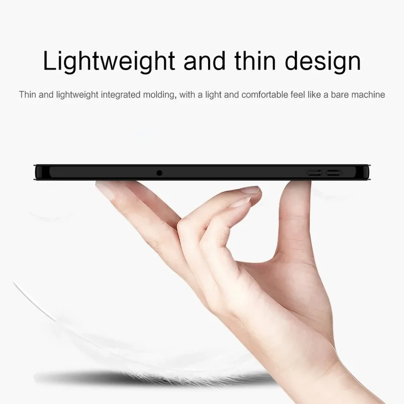 Tri-Fold Solid Auto Sleep Tablet Cover with Soft TPU Back Stand