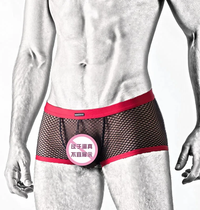

Free shipping New Men's underwear Net yarn Cutout sexy panties