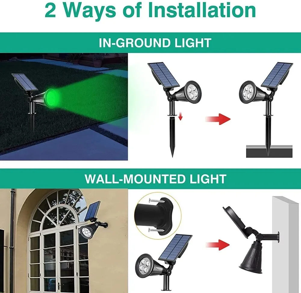 7LEDs Solar Spot Lights Brightness Adjustable,IP65 Waterproof Floor Mounted Lawn Lamp,for Landscape,Courtyard,Garden Decoration