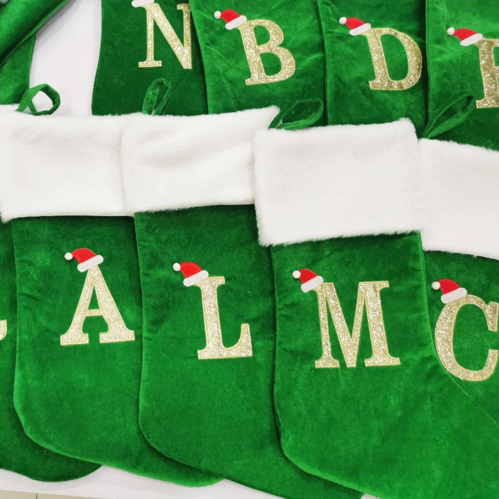 Christmas Socks Letter Embroidered Hanging Knit Stocking Christmas Pendent for Festive Holiday Decorations