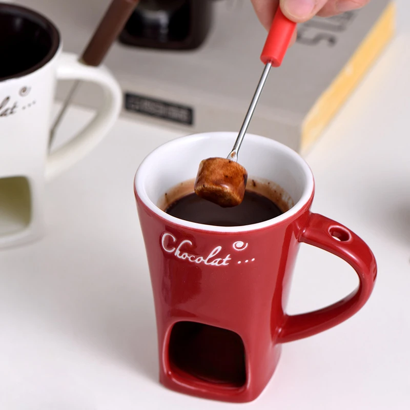 Fondue Pots Fondue Mug Set Personal Mini Chocolate Cheese Ice Cream Maker Kit Butter Melter Cup Small Warmer
