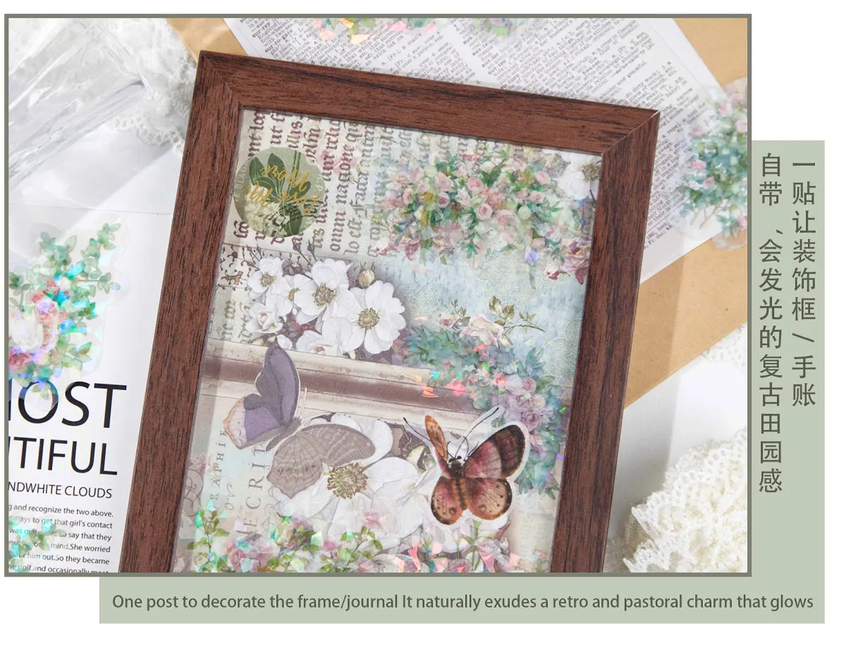 20-teiliges Aufkleberpaket mit Pflanzenzweig und Blattmotiv, Sammelalbum, Fotorahmen, Tagebuchaufkleber, DIY, dekorative kreative Schreibwarenaufkleber – Detail 5