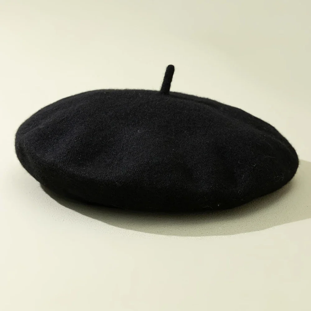Korean Fashion Woolen Painter Hat Japanese Solid Color Beret for Women Autumn and Winter women berets