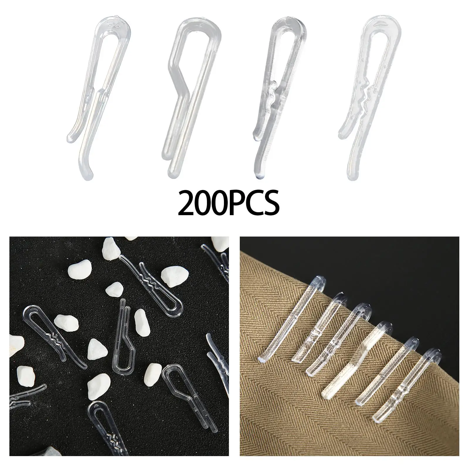 200Pcs Shirt Clips Sock Skirts Cloth Clip Transparent Plastic Alligator Clip 3