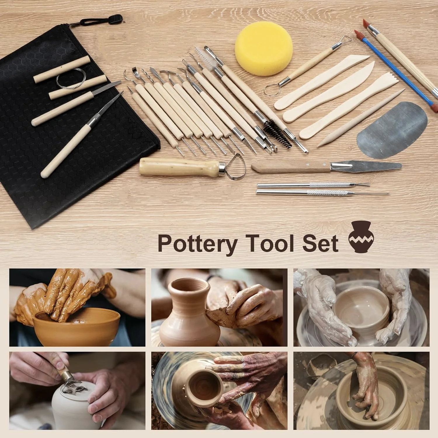 43/24PCS Pottery Clay Tools Kit Polymer Clay Sculpting Tools Air Tools Set for Ceramic Craft Carving Modeling Shaping polymer clay tools pottery tools clay sculpting tools pottery sculpting tools clay craft tool