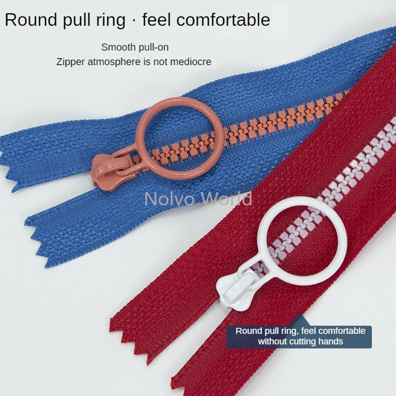 15PCS 15/20/25/30/35CM 3# Resin Zippers Plastic With Pull Ring For Bags Purse Close End Zipper DIY Bag Sewing Crafts Accessories