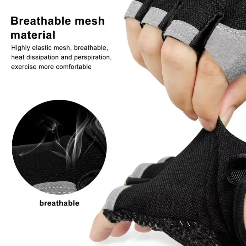 New Cycling Gloves Anti Slip and Shock-absorbing Outdoor Sports Gloves Summer Sun Protection Elastic Fingerless Gloves