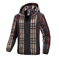 Men's Hooded Grid Plaid Jacket Thin Summer Casual Wear Regular Length Outerwear for Spring Autumn Cross-Border Live Broadcast