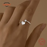 CANNER Love Heart-shape 6mm Zircon 925 Sterling Silver Ring For Women Ins Geometric Zircon Ring Fine Jewerly Wedding Party Gift 1