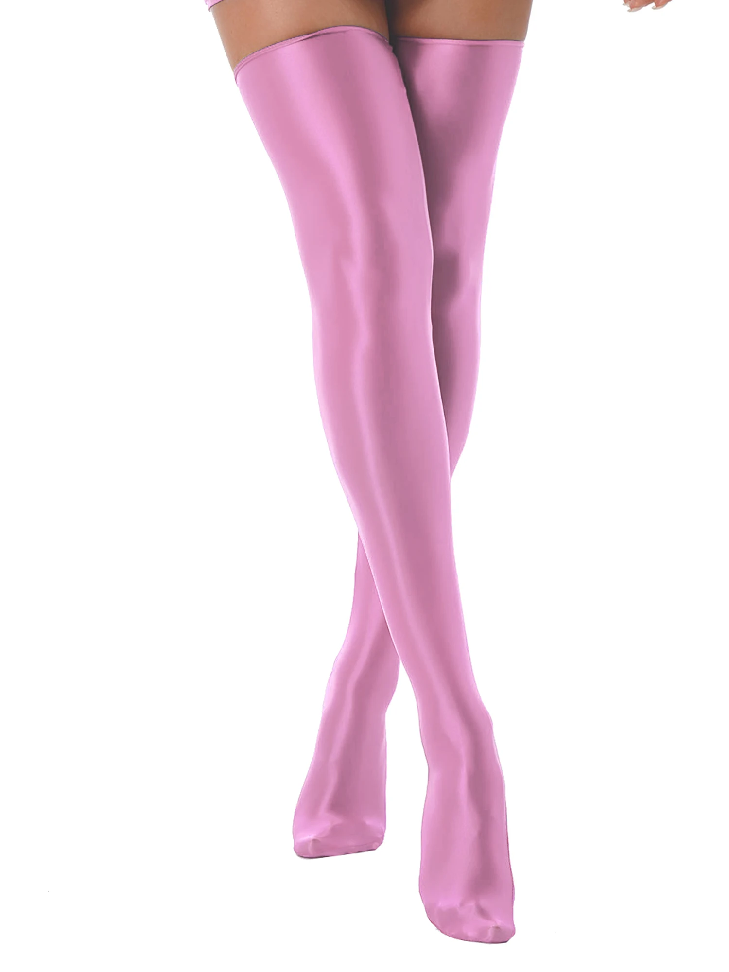 Women Oil Shiny Stockings Glossy Compression Thigh High Long Socks Elastic Solid Rave Party Clubwear Pole Dance Outfit