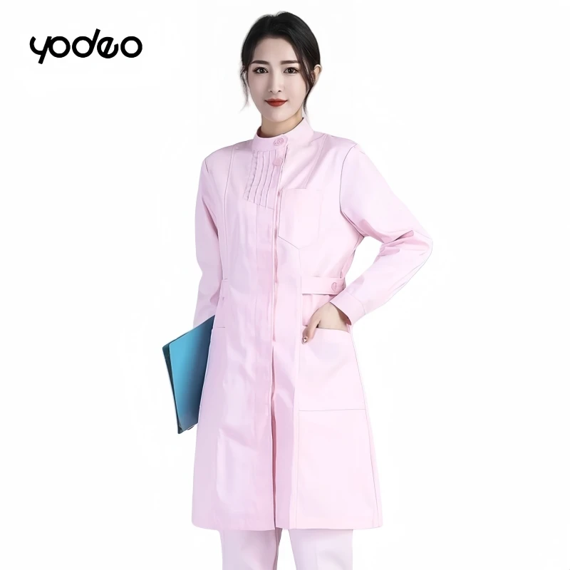 White lab coat short/long sleeved female doctor uniform cotton laboratory uniform suit pharmacy beauty salon workwear