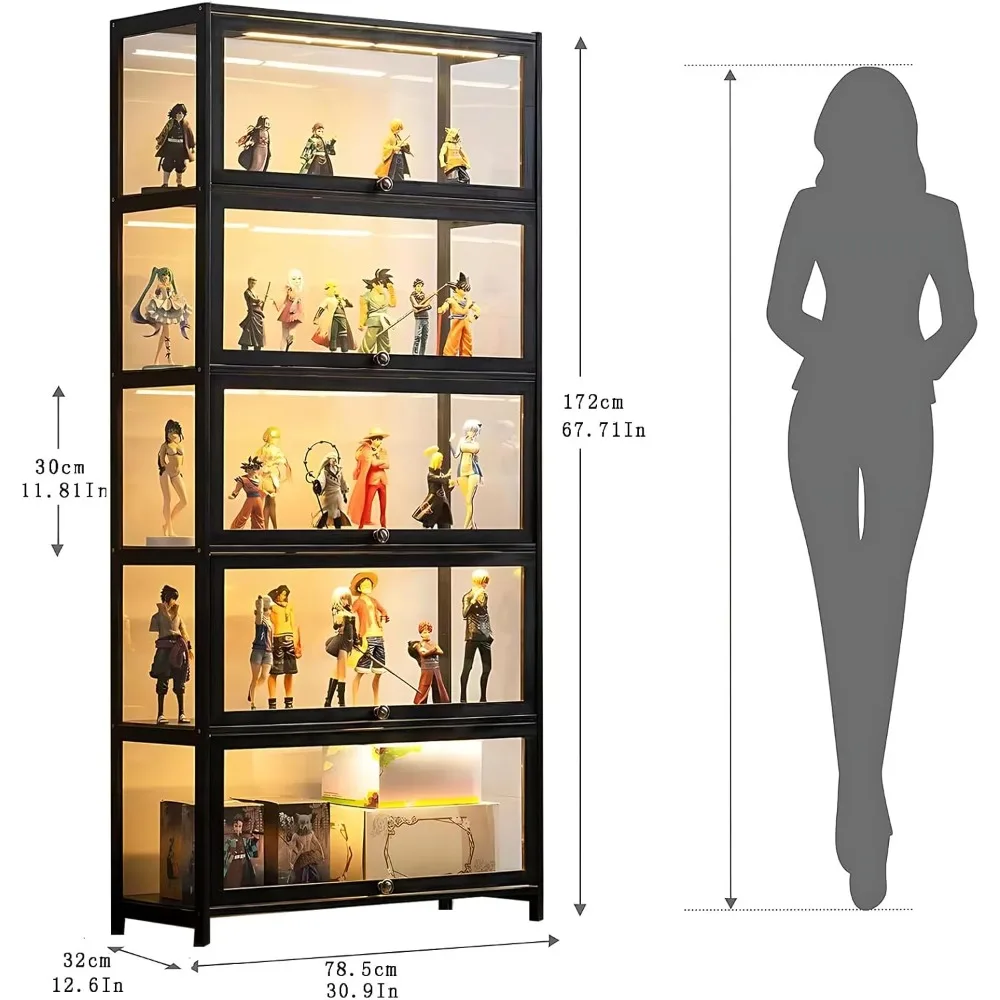 Display Cabinet, 5-Tier Storage Shelves with Acrylic Glass Door, Collectibles Toy Organizers Rack & Display Shelf,Kids Bookshelf 2