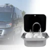 US RV Sink Kit Folding Square Outdoor Full Set+Lid+Faucet Stainless Steel Sink 6