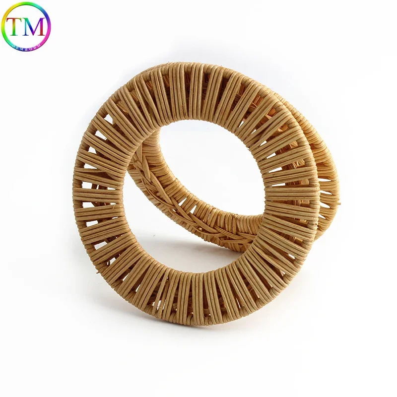 2PCS Wooden Natural Rattan Bag Handles Bamboo Handle Crafts Sewing For Replacement Bag Handle DIY Sewing Accessories