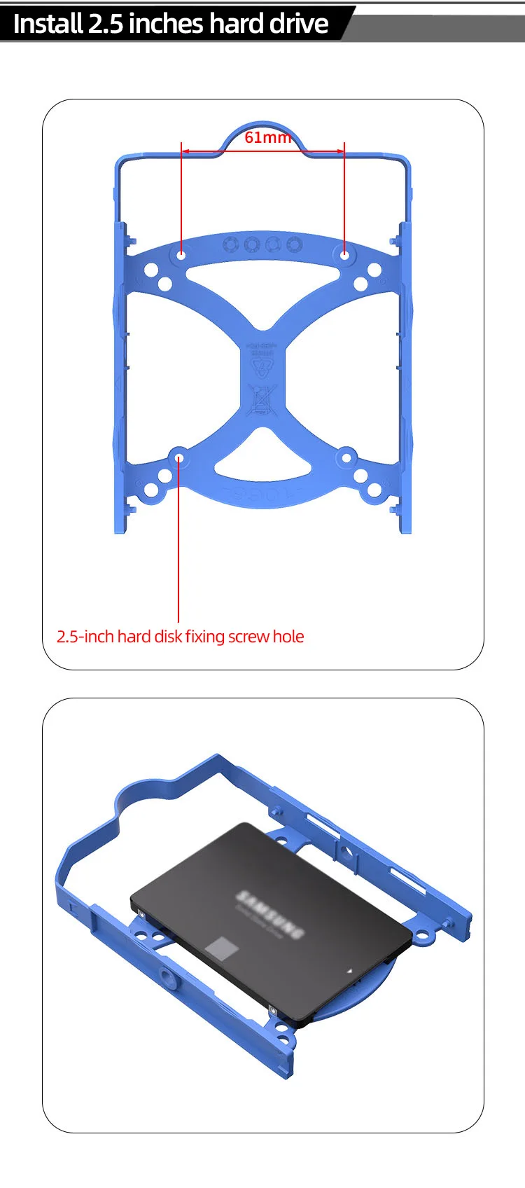 3,5 2,5 Zoll mechanische Festplatte Ständer Disk Kunststoff Führungsschiene Rack Halterung für Lenovo Computergehäuse – Detail 2