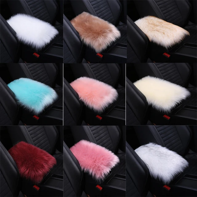 Faux Fur Car Plush Armrest Cover Auto Center Arm Rest Console Pad Wool Cushion Protector Universal Auto Car Interior Accessories