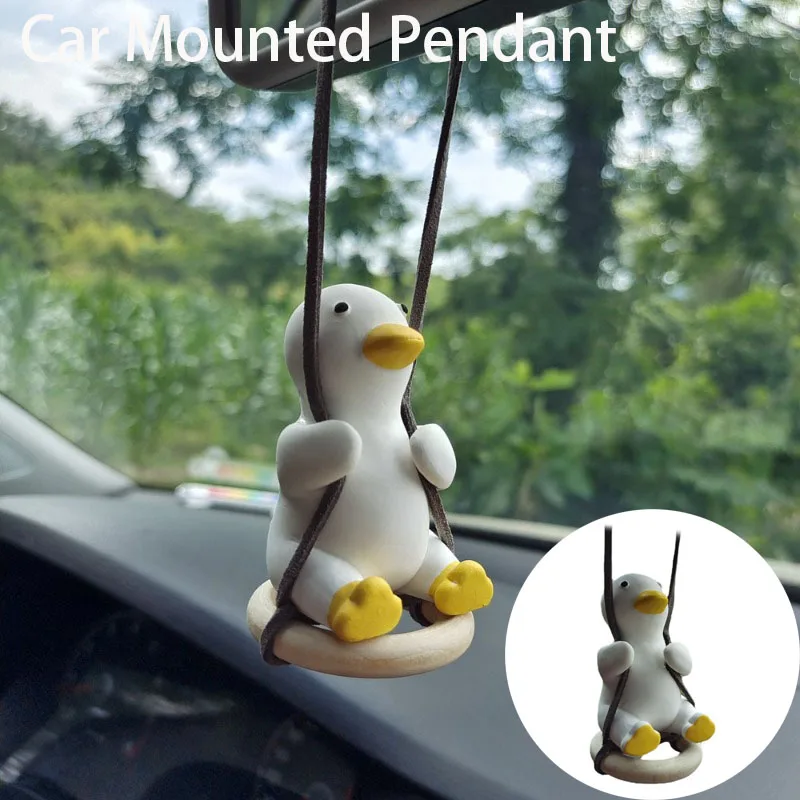 

Car Pendants Swing Duck Auto Rearview Mirror Hangings Ornament Interior Cute Tire Ducks Decoration Kawaii Dashboard Accessories