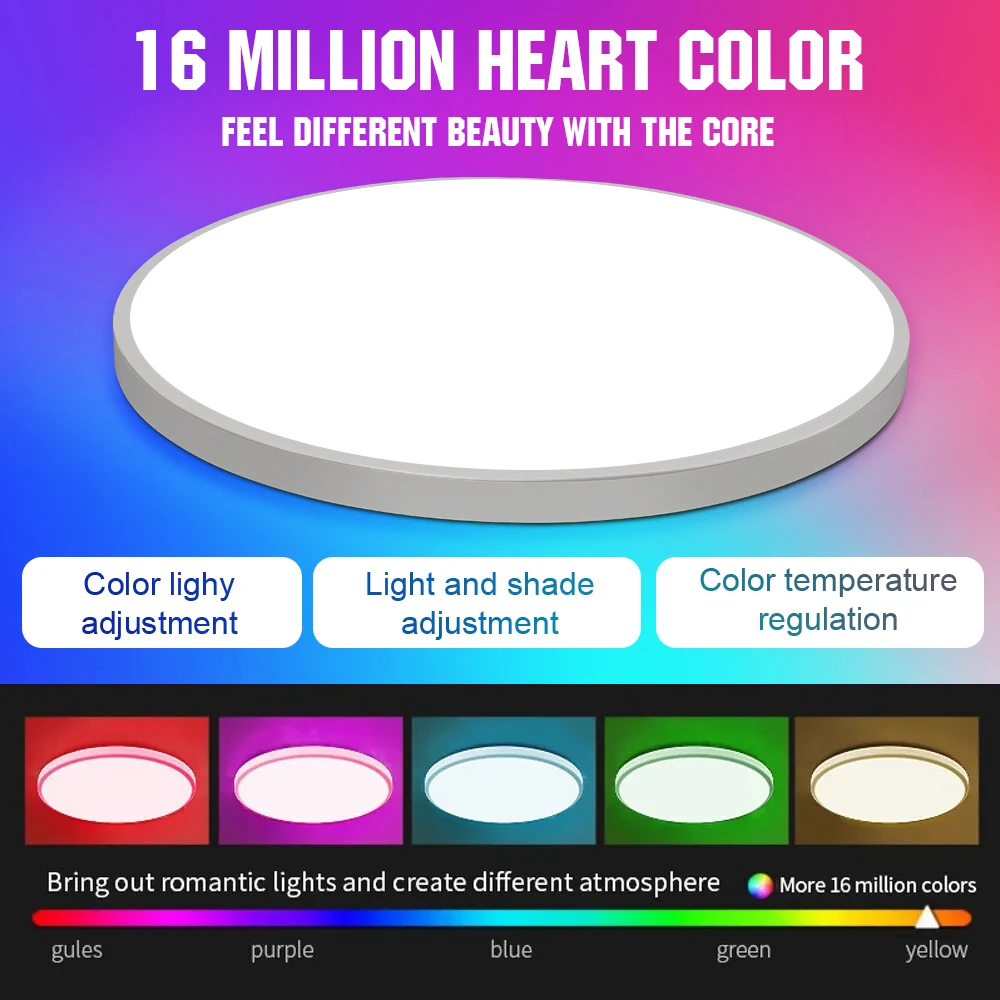 30W WIFI 스마트 LED 천장 조명 RGB Tuya APP 원격 제어 디밍이 가능한 Led 천장 조명 침실 용 Alexa Google Assistant