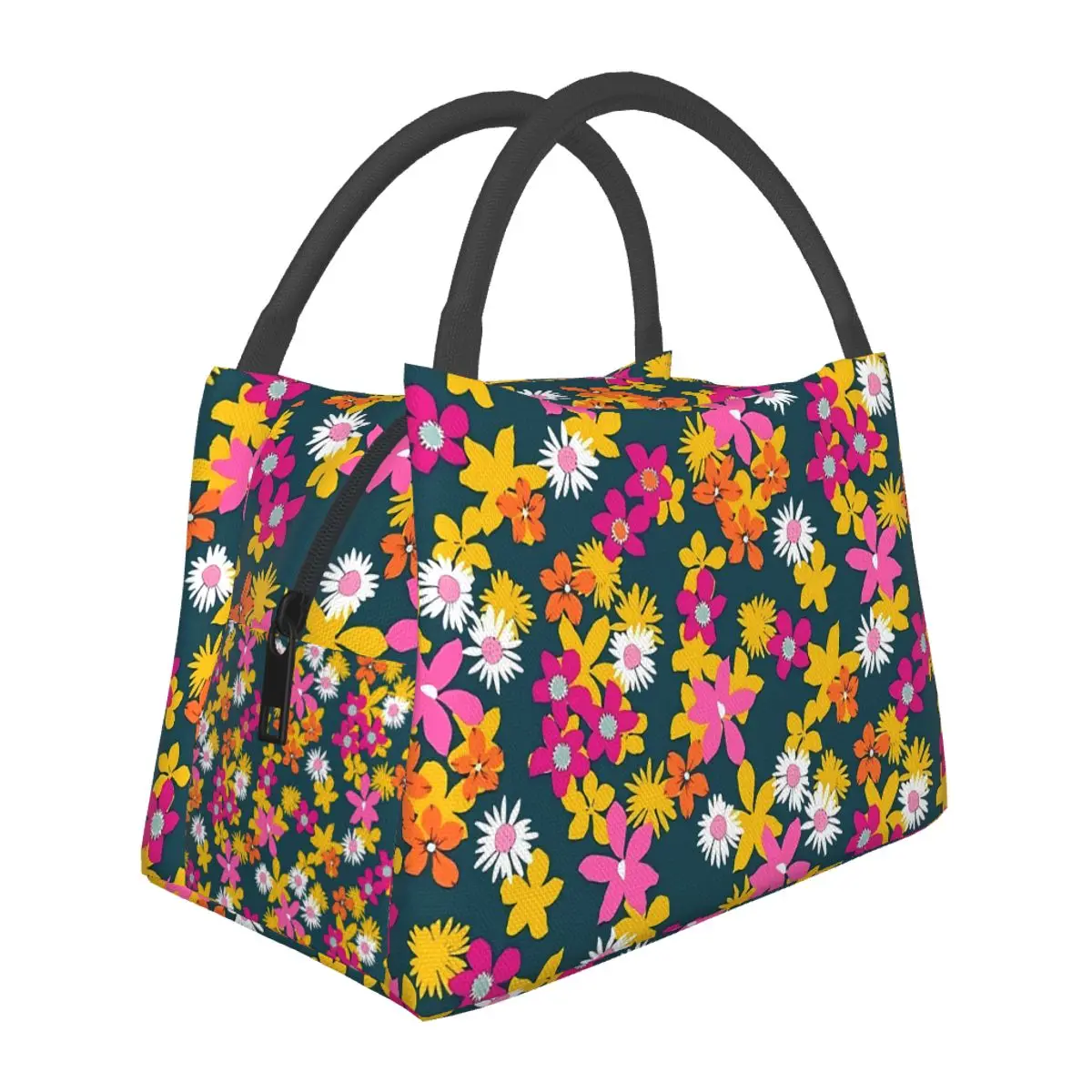 

Ditsy Floral Lunch Bag Colorful Flower Fun Lunch Box For Women Office Portable Insulated Cooler Bag Print Thermal Tote Handbags