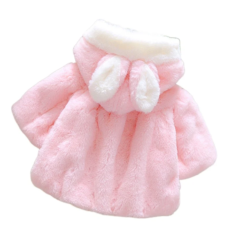 

Baby Kids Clothes 2023 Autumn and Winter Imitation Rabbit Hair for Baby Girls with Hooded Coats