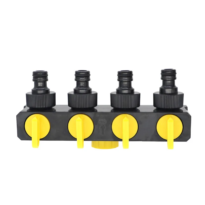 

3/4'' Water Tap Splitter 4-Way Outlet Shut Off On Valve Watering Tap Hose Adaptor for Greenhouse Gardening Irrigation Fittings