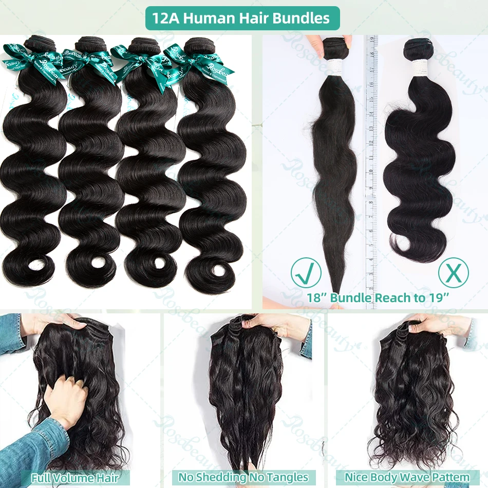 30 32 34 Inch Body Wave Bundles Human Remy Raw Hair Weave Bundles Brazilian Weave Extension 3 Weft Natural Black