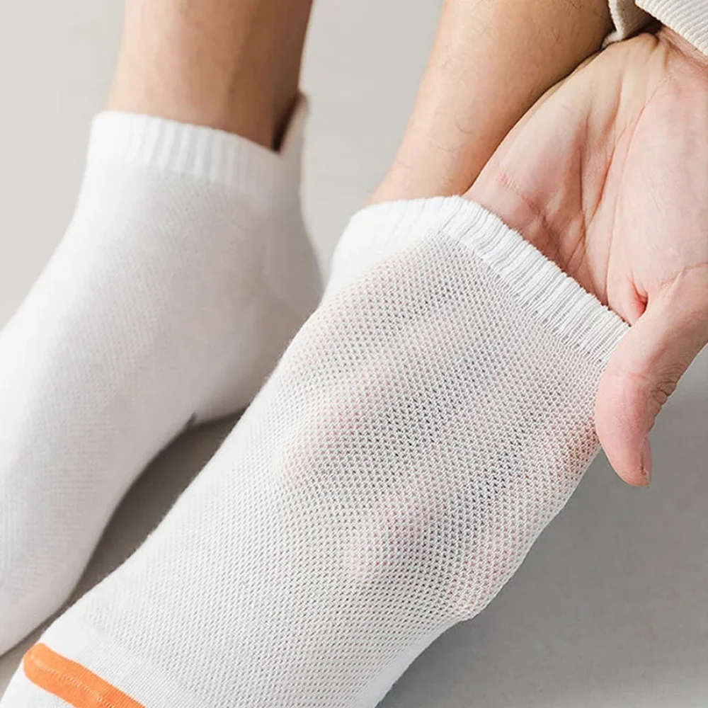 5 Pairs Men's Summer Cotton Socks Short Thin Casual Mesh Breathable Boat Socks Fashion Comfortable Street Style Gift
