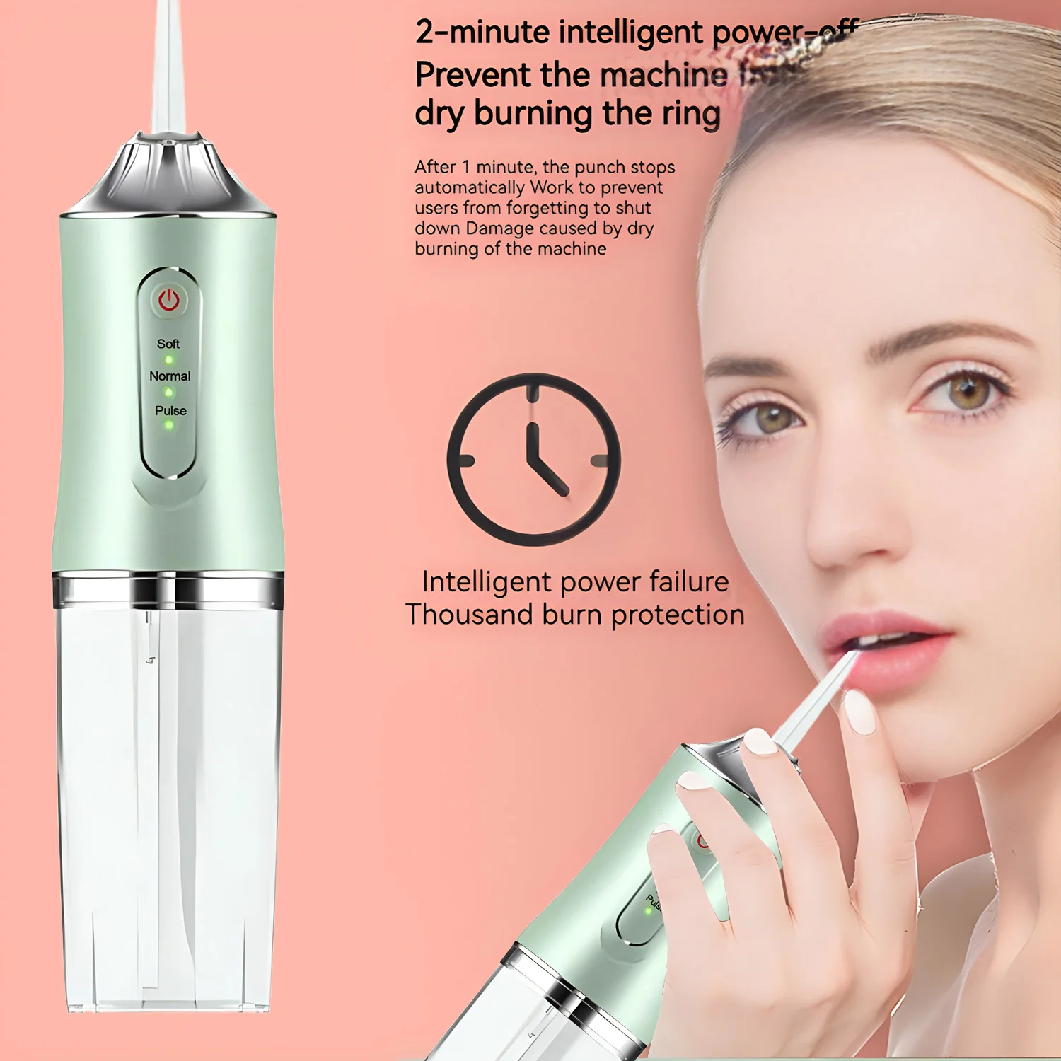 1 PCS 화이트/그린/휴대용 워터 플로스 USB 충전식 구강 세척기 전동 치아 청소 장치 3 모드 세척기 ?