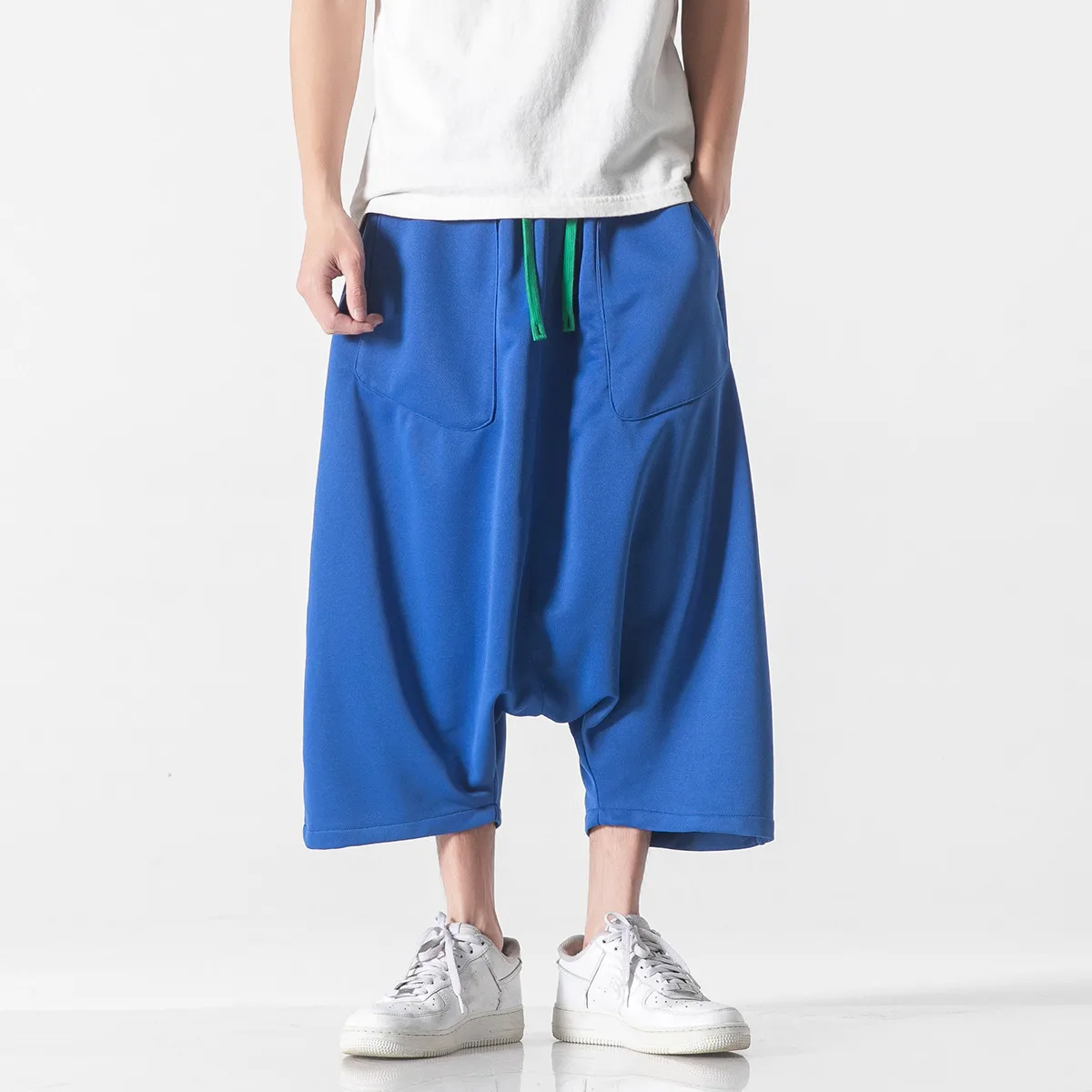 Men Loose Harajuku Wide Leg Calf-Lenght Pants 5XL