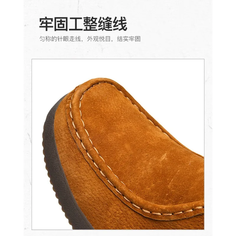 Autumn Men Casual Shoes Suede Leather Work Shoes Male Lace-up Flats Sneakers Platform British Business Party Dress Shoes 38-45 6