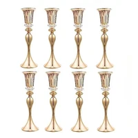 8pcs Wedding Center Decoration Gold Vase Crystal Stand Flower Holder, Metal Center Decoration for Dining Table Decoration 1