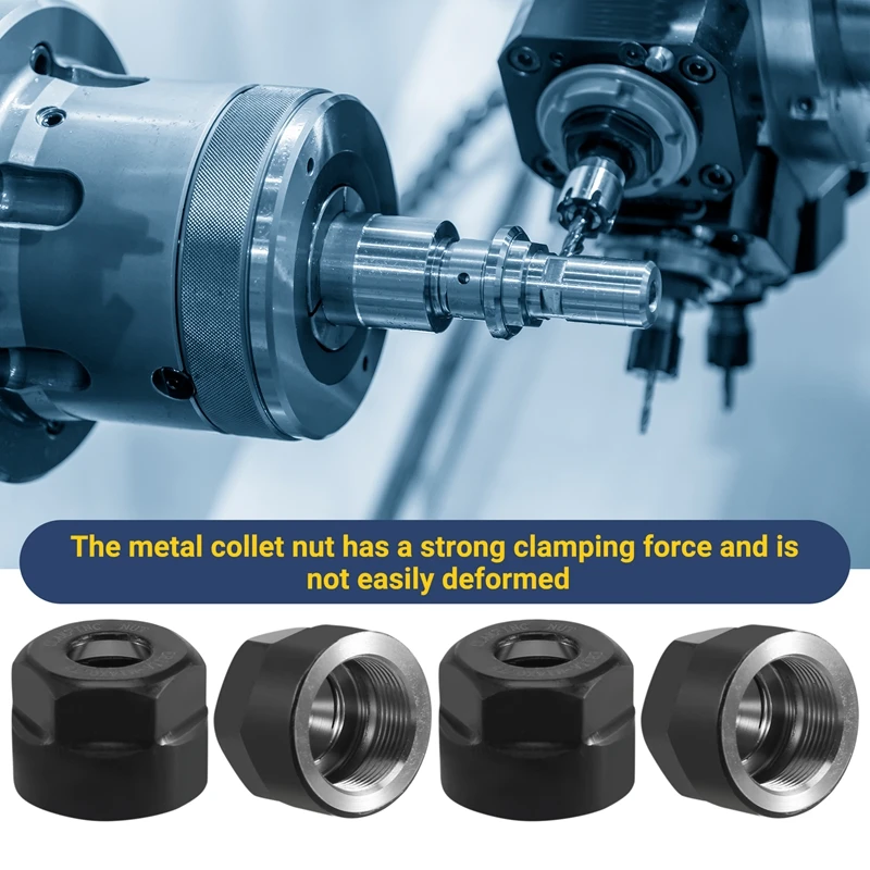4Pcs ER11-A Type M14 Thread Collet Clamping Hex Nuts, For CNC Milling Chuck Holder Lathe