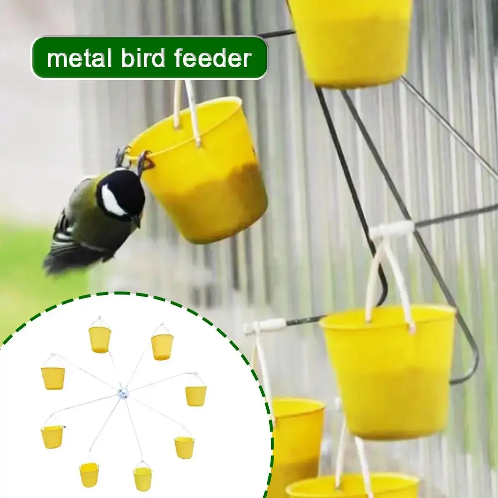 

Ferris Wheel Bird Feeder Outdoor Decorative Bird Food Feeding Dispenser Pet Feeder Hanging With 8 Food Rack Buckets Humming L2k5